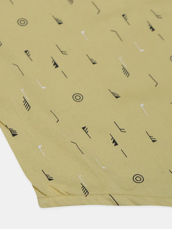 Flirt printed style yellow hue cotton shirt
