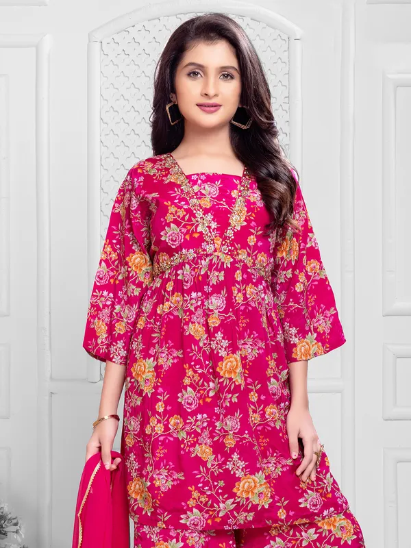 Floral printed silk palazzo set