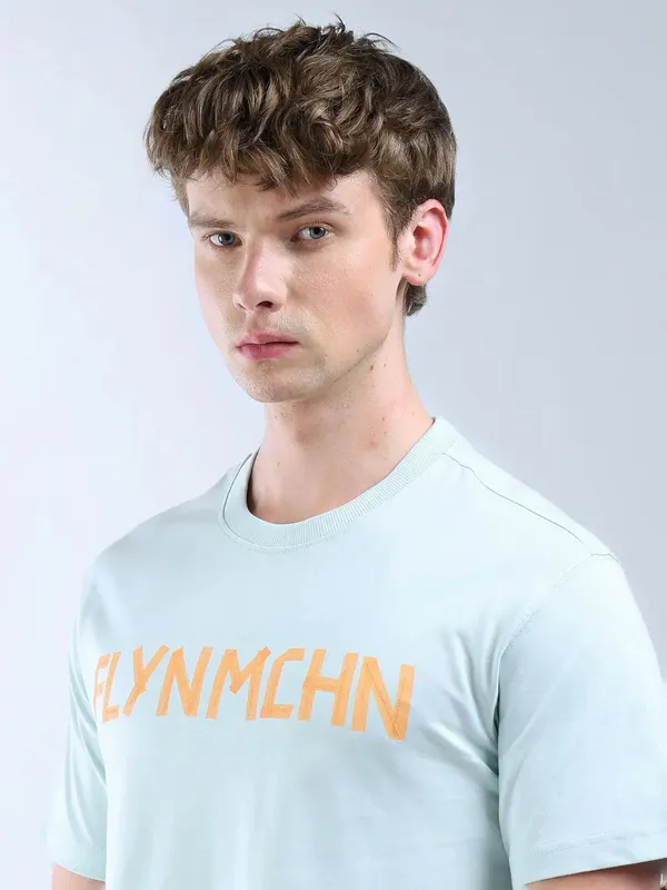 FLYING MACHINE aqua printed slim fit mens t-shirt