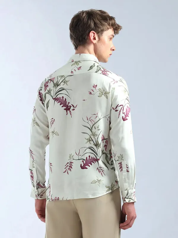 FLYING MACHINE beige floral printed casual shirt for men