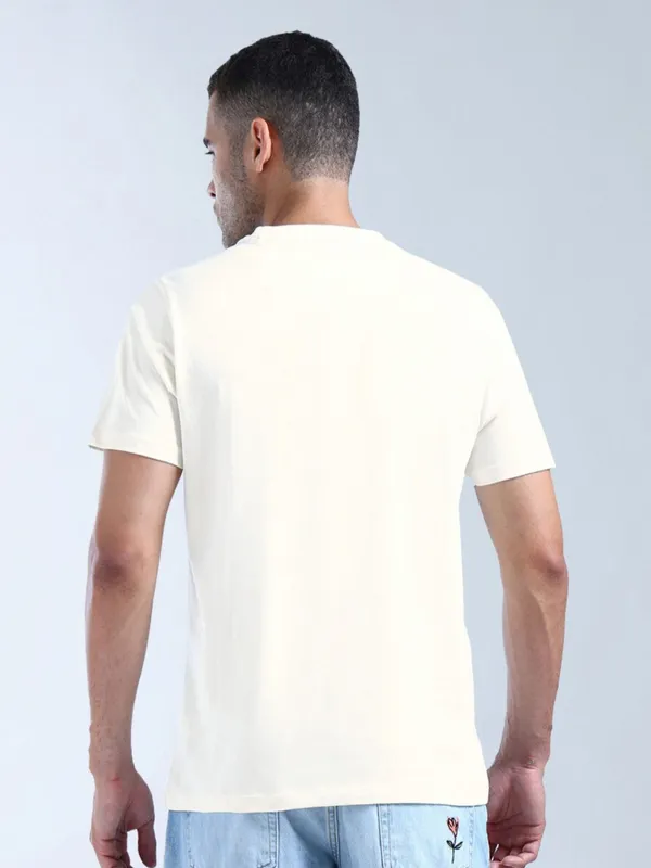 FLYING MACHINE beige printed slim fit t-shirt for men