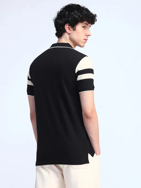 FLYING MACHINE black and cream t-shirt in cotton