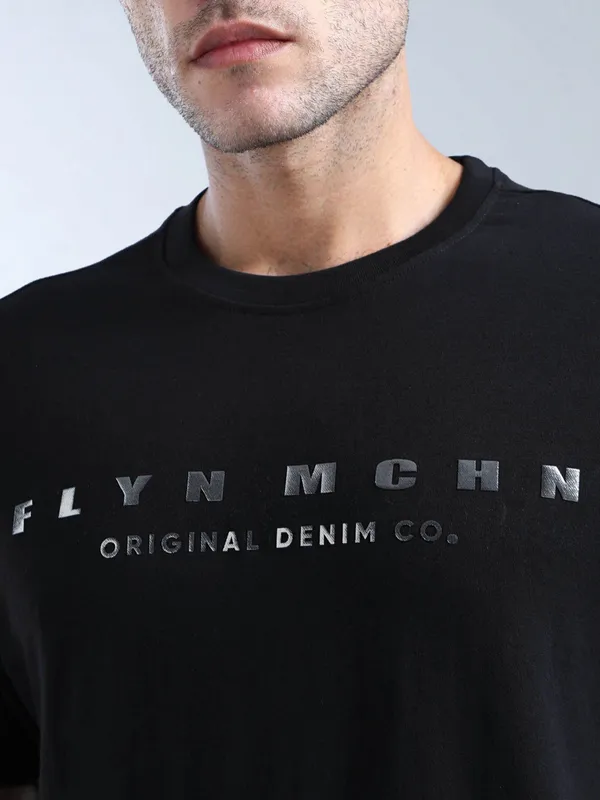 FLYING MACHINE black cotton slim fit t-shirt