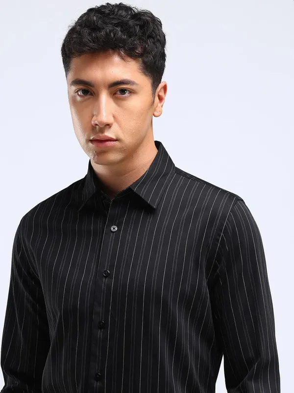 FLYING MACHINE black cotton stripe shirt