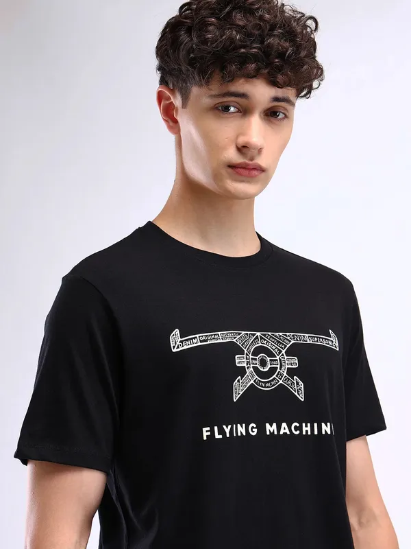 FLYING MACHINE Black cotton t-shirt for men