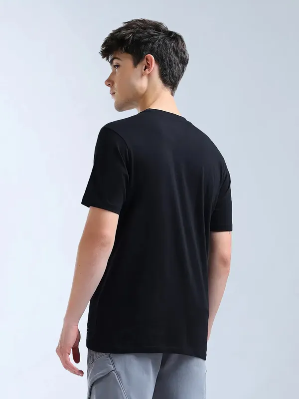 FLYING MACHINE black printed cotton slim fit t-shirt