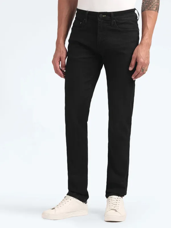 FLYING MACHINE black solid slim fit jeans