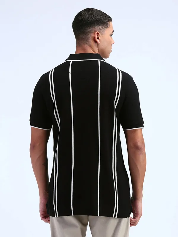FLYING MACHINE black striped cotton t-shirt