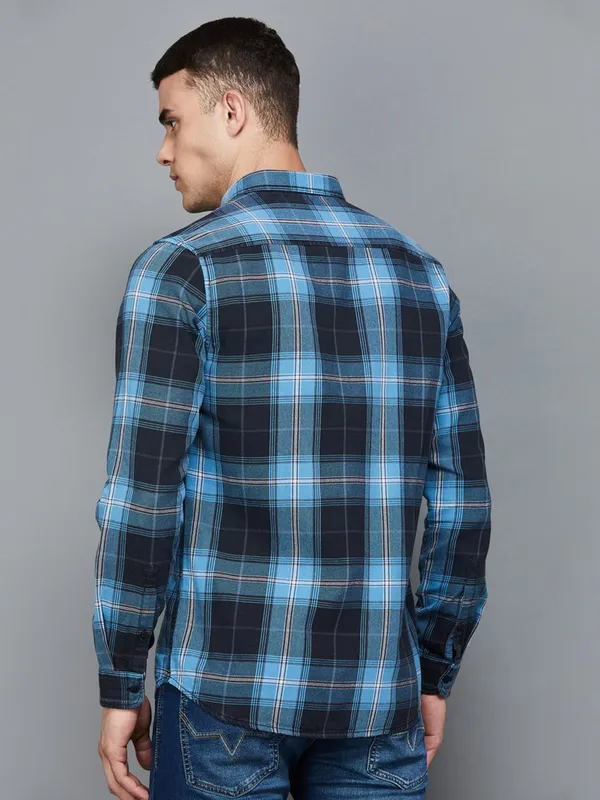 Flying Machine blue and black checks shirt