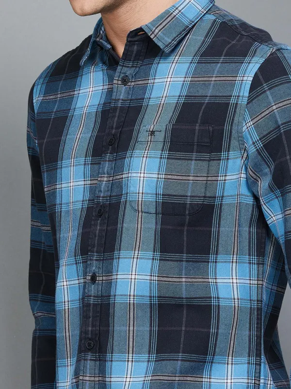 Flying Machine blue and black checks shirt