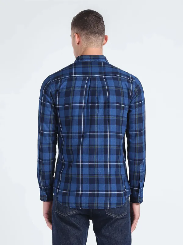 Flying Machine blue and black cotton shirt