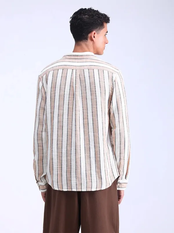 FLYING MACHINE brown stripe cotton shirt