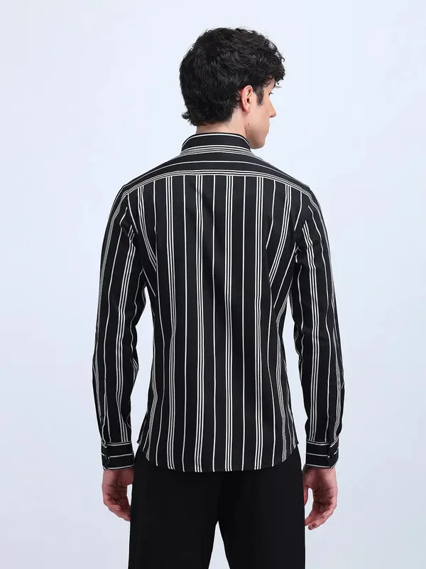 FLYING MACHINE cotton black shirt with stripe