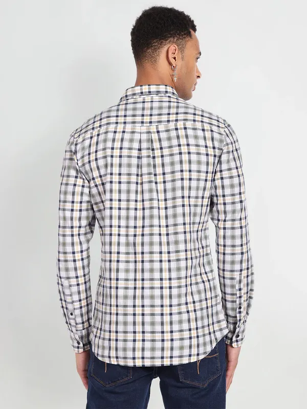 Flying Machine cotton checks white shirt