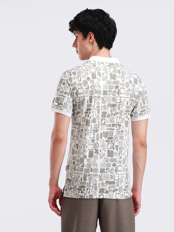 FLYING MACHINE cotton t-shirt in white printed