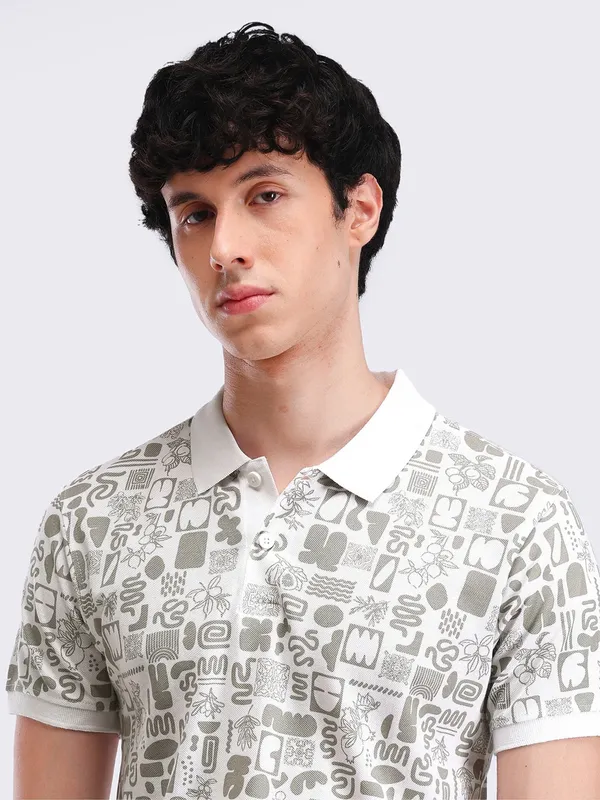 FLYING MACHINE cotton t-shirt in white printed