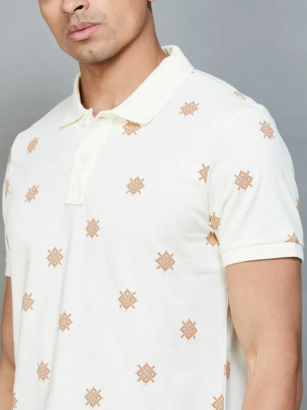 Flying Machine cotton white printed t-shirt
