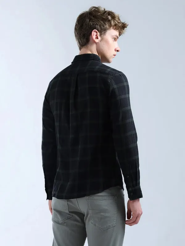 FLYING MACHINE dark navy checkered casual shirt