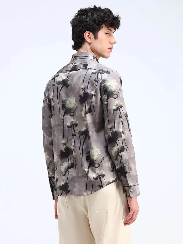 FLYING MACHINE grey printed cotton shirt for men
