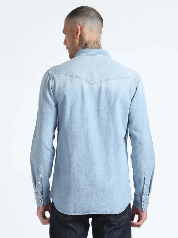 Flying Machine light blue washed denim shirt