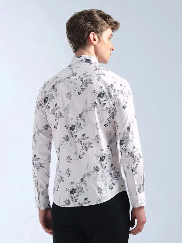 FLYING MACHINE light pink floral printed casual shirt