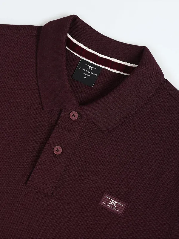 Flying Machine maroon plain t shirt