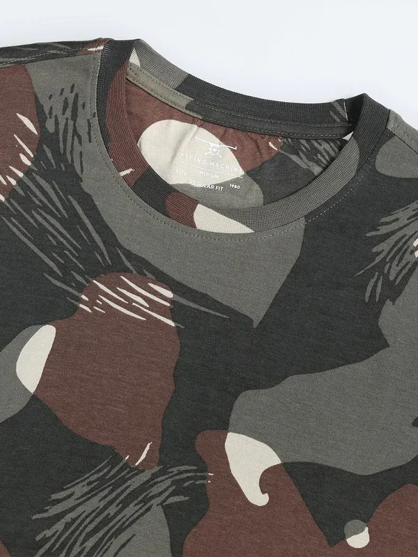 Flying Machine military green cotton t shirt