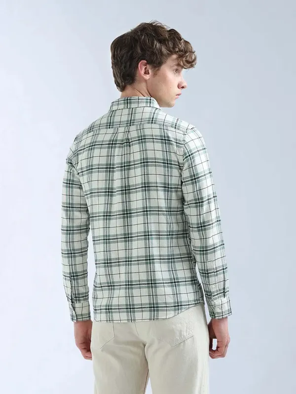 FLYING MACHINE mint green checkered casual shirt