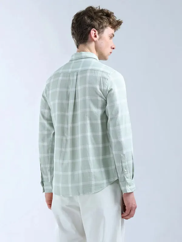 FLYING MACHINE mint green cotton checkered shirt