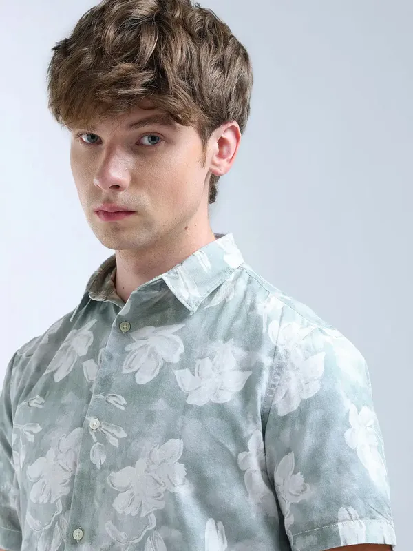 FLYING MACHINE mint green printed casual shirt