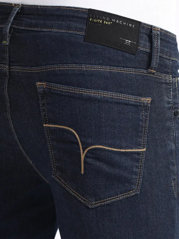 FLYING MACHINE navy solid denim jeans