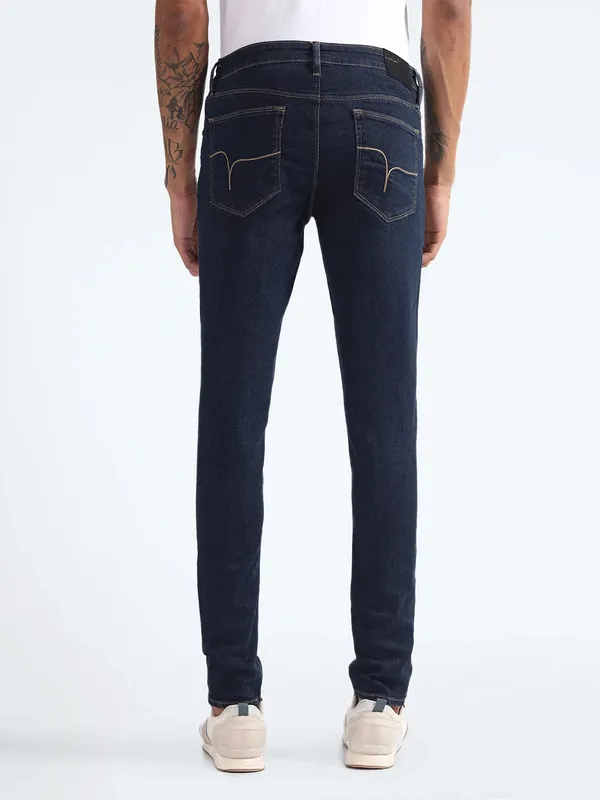 FLYING MACHINE navy solid denim jeans