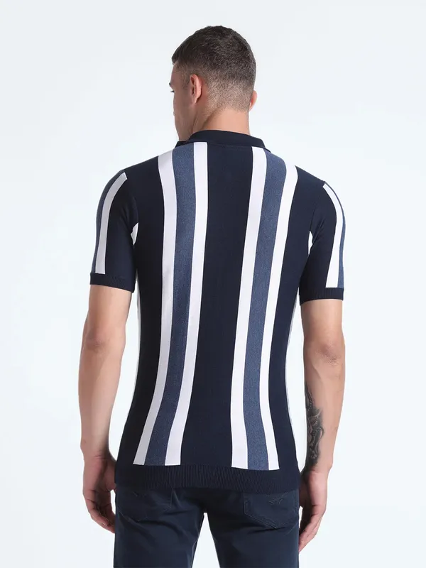 Flying Machine navy stripe cotton t shirt