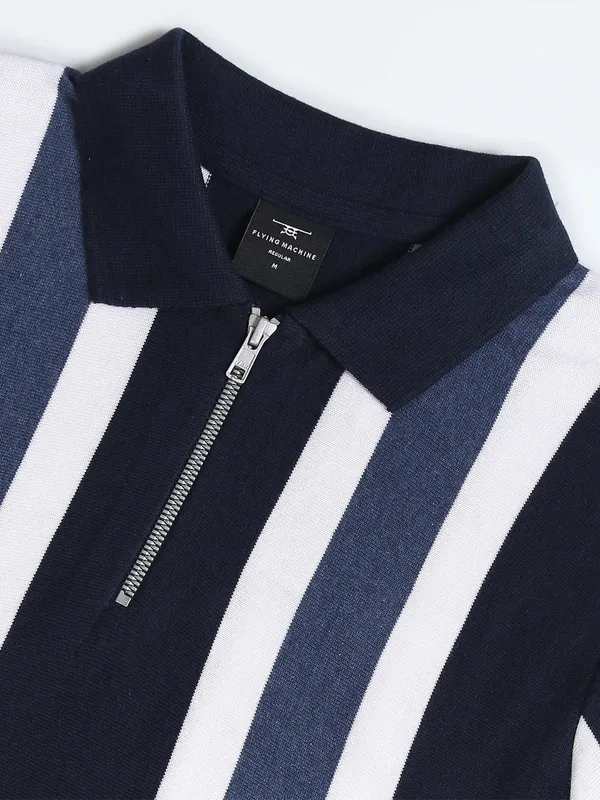 Flying Machine navy stripe cotton t shirt