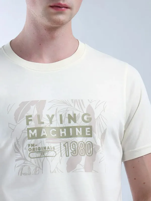 FLYING MACHINE off white printed t-shirt for men