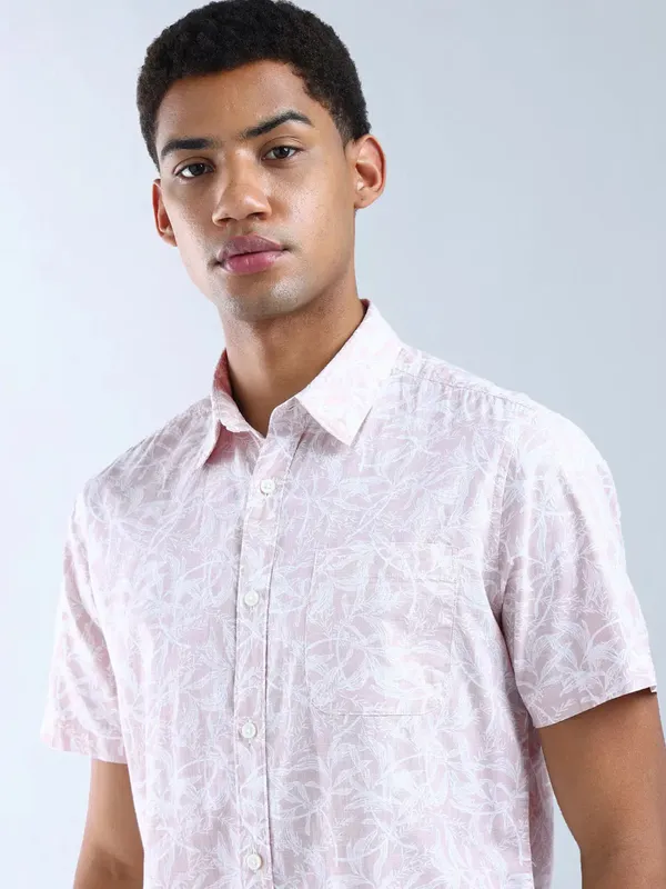 FLYING MACHINE pastel pink printed shirt