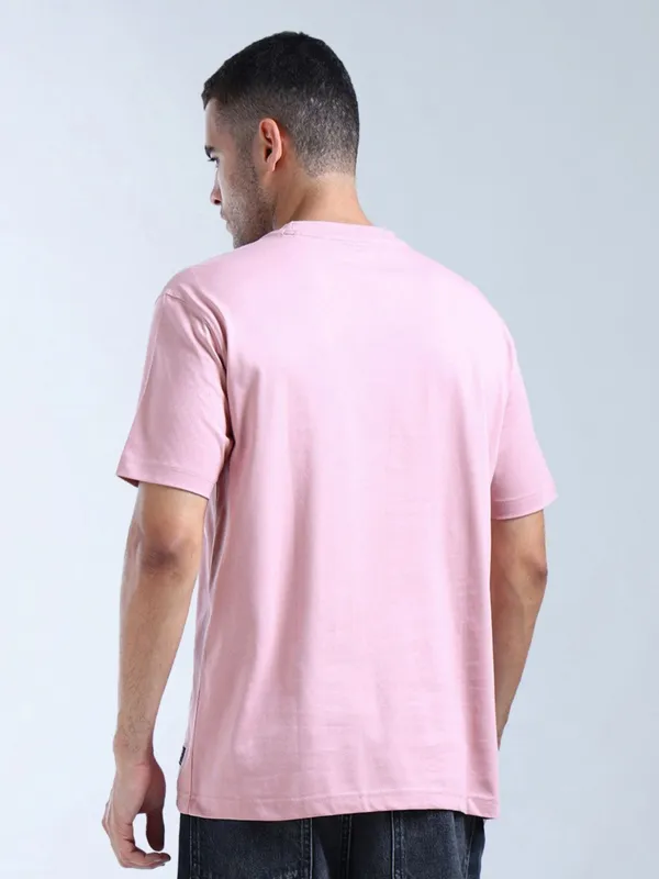FLYING MACHINE pink printed cotton t-shirt