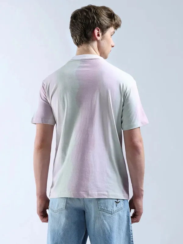 FLYING MACHINE pink printed slim fit mens t-shirt