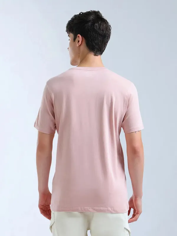 FLYING MACHINE pink printed slim fit t-shirt