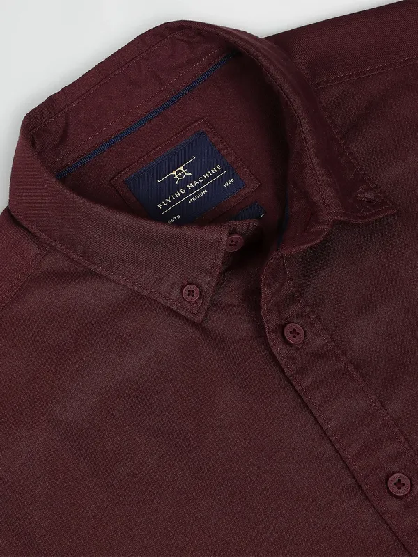 Flying Machine plain maroon shirt