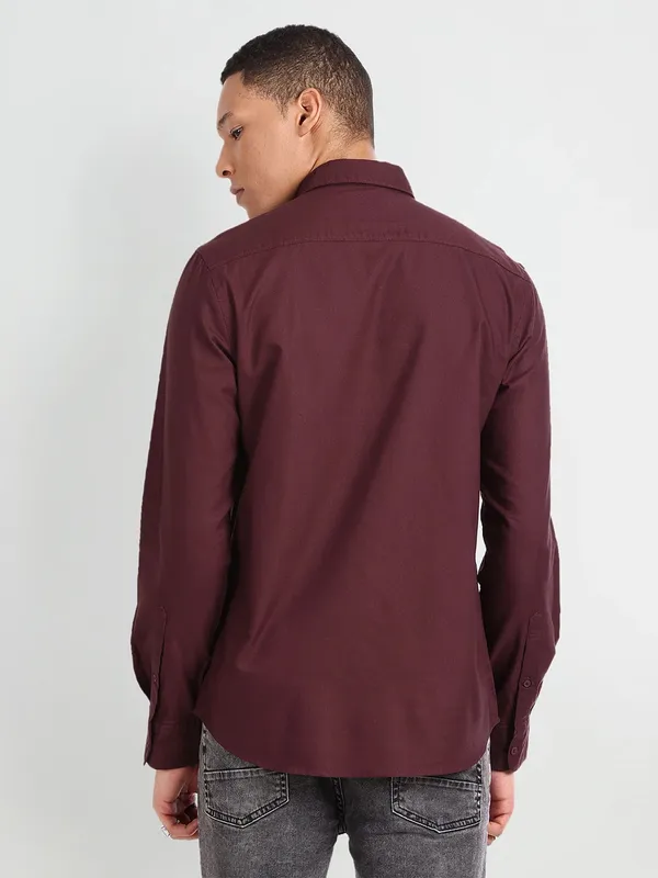 Flying Machine plain maroon shirt