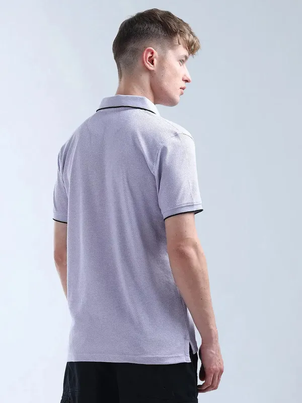 FLYING MACHINE plain purple cotton polo t-shirt