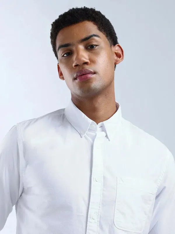 FLYING MACHINE plain white cotton shirt for mens