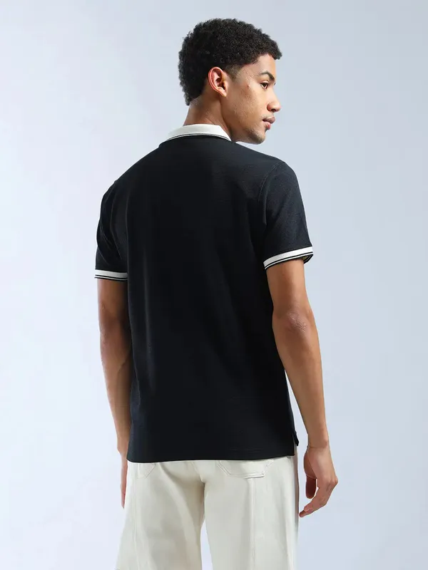 FLYING MACHINE polo neck black t-shirt