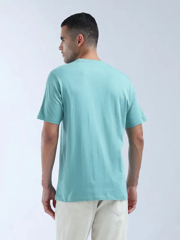 FLYING MACHINE printed aqua cotton slim fit t-shirt