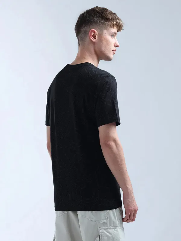 FLYING MACHINE printed black slim fit mens t-shirt