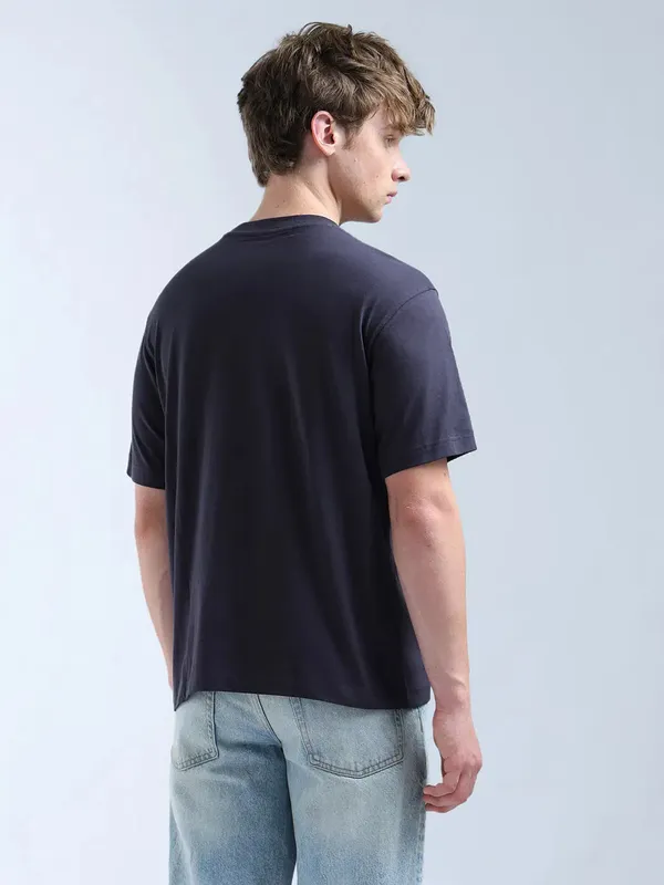 FLYING MACHINE printed dark purple slim fit cotton t-shirt
