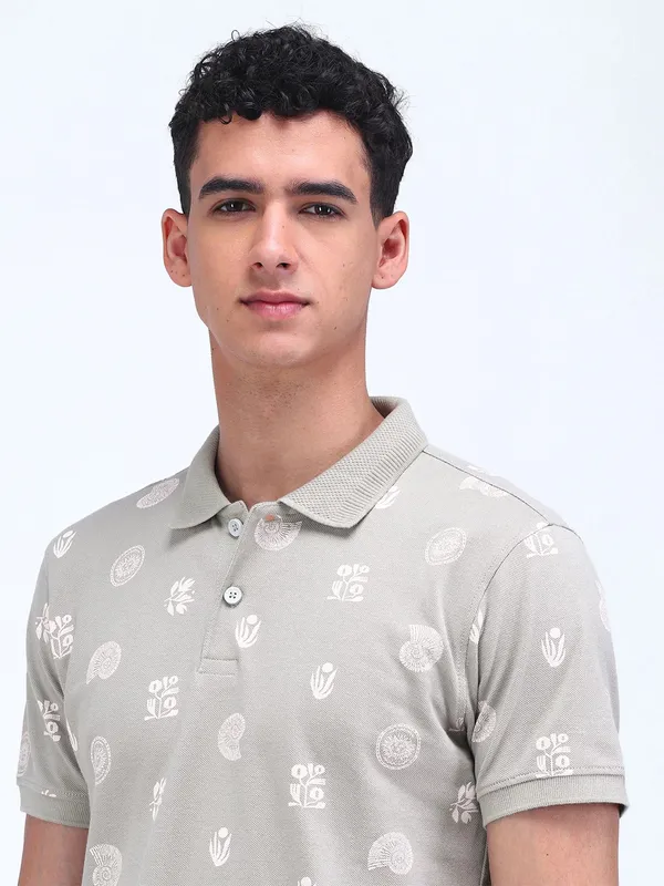 FLYING MACHINE printed grey cotton t-shirt