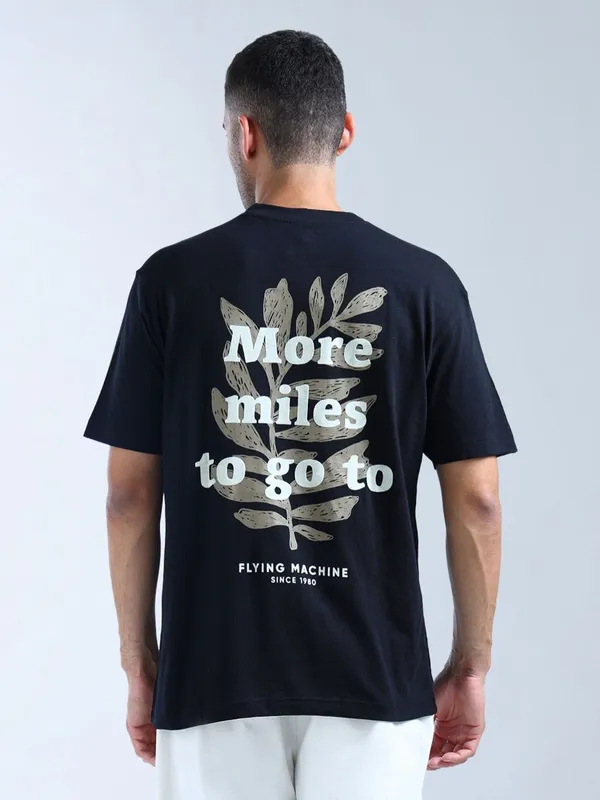 FLYING MACHINE printed navy cotton t-shirt for men