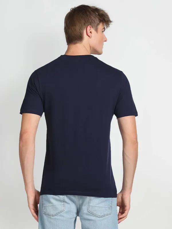 Flying Machine printed navy t shirt